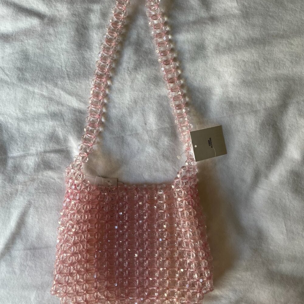 Beaded Shoulder Bag in Pretty Pink Sparkly Beads, NWT - Picture 2 of 8